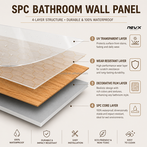 Panneaux muraux SPC pour salle de bain, design imitation <span class=keywords><strong>bois</strong></span>, revêtement mural facile à installer pour hôtel, bureau, hôpital, salle de bain, salle de douche - Product Image 3