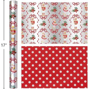 Silver Christmas <b>Wrapping</b> <b>Paper</b> Reversible Red Nutcracker Pattern 17 In X 32.8 Ft Metallized <b>Paper</b> For Holiday Gift <b>Wrapping</b> - Product Image 5