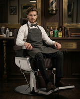 Fauteuil de Barbier Vintage Robuste avec Pompe Hydraulique, Cuir Marron, Fauteuil Inclinable pour Salon de Coiffure Homme