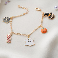 Bijoux faits main personnalisés à moins d'un dollar, chaîne de main, accessoires mignons, bracelet avec breloque fantôme citrouille, cadeaux d'Halloween