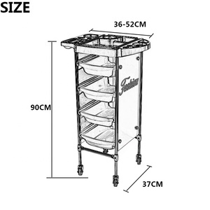 Beauty Spa Hairdresser Black 4 Tier Rolling Storage Barber Hair Salon <strong>Trolley</strong> - Product Image 5