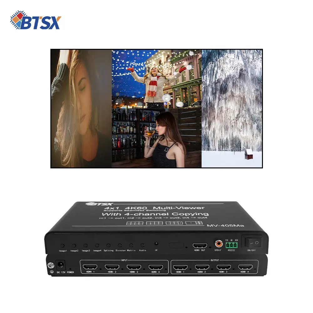 Bitvisus 4K60 PIP Conmutador de matriz Punto a Punto Conmutador sin costuras HDMI Multiviewer