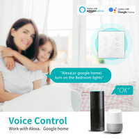 Interrupteur mural tactile intelligent ZigBee Brésil 4x4, 4/6 gangs, panneau en verre, fil neutre, contrôle par application pour Tuya Alexa Google Home