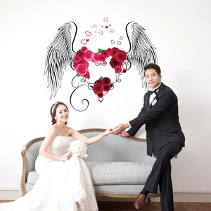 Autocollant mural en forme de plume de cœur SK9089, 60x90cm, romantique, en PVC imperméable, décoration de la maison, art mural pour fond de mariage - Product Image 1