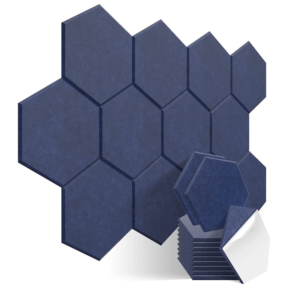 Самоклеящиеся звукостойкие шестигранные акустические настенные панели высокой плотности со скошенными краями для украшения дома и офиса