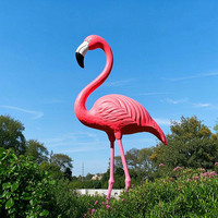 Grande sculpture 3D solide en fibre de verre, statue emblématique de flamant rose de parc naturel, figurine de dessin animé personnalisée, pour aménagement paysager et culture publice
