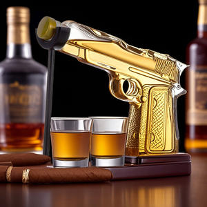 Vente en gros personnalisé pistolet whisky verre à décanter ensemble carafe liqueur bouteille conteneur distributeur whisky carafe avec verre à liqueur - Product Image 5