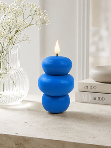 Bougie LED sans flamme à 3 couches, effet galets empilés, en cire de soja naturelle, avec flamme vacillante, lampe à flamme artificielle, bougie sculptée en pierre minimaliste - Product Image 5