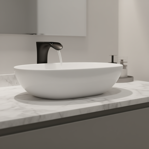 Grifo de Lavabo Moderno sin Contacto, Negro Mate, Tipo Cascada, Montaje en Cubierta, Válvula de Cerámica, Instalación de 1 Orificio - Product Image 2