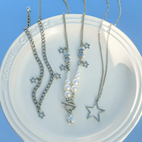 3 pièces de chaînes de perles superposées séparables avec pendentif étoiles pour femmes Trendy Ladies Accessories on Neck Fashion Jewelry