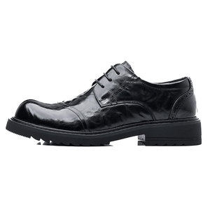 Chaussures pour hommes en cuir pleine fleur à semelle épaisse, style décontracté et professionnel, type Derby, style britannique - Product Image 1
