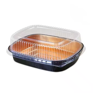 48oz 10 "x8" đen vàng sang trọng món tráng miệng bền nhôm Khay lá với nắp vật nuôi entree Take-out nhôm lá Hộp Ăn Trưa - Product Image 4