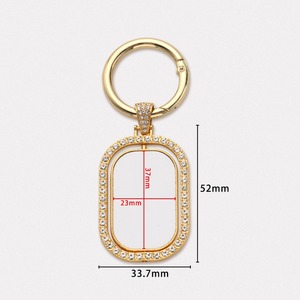 Accessori per portachiavi in bianco per vendita calda promozionale inserto portachiavi con pulsante a pressione rettangolare con Patch a doppio lato rotante - Product Image 6