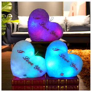 High Quality 30cm LED Light-Emitting <b>Heart</b>-<b>Shaped</b> Love <b>Cushion</b> Soft Custom Romantic Cotton Lining PP Cotton for Valentine's Day - Product Image 1