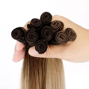 Factory Wholesale Luxury Quality Indian Soft Remy 100% Human Hair Hand Tied Weft Hair Extensions