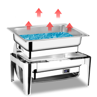 Ensemble de traiteur de luxe en acier inoxydable doré 9L Plat intérieur électrique pour buffet de mariage Hôtels servant des aliments en verre