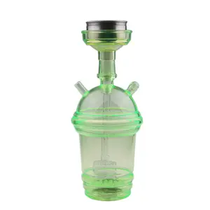 Narguilé Led Portable en forme de tasse, ensemble de narguilé en plastique pour voyage en voiture avec accessoires