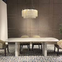 Ensemble de meubles de salle à manger de luxe haut de gamme moderne, solution tout-en-un Foshan, table à manger sur mesure avec plateau en marbre et chaises