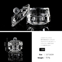 En gros, Godet en verre Dappen transparent en forme de cœur carré pour poudre acrylique liquide et nail art, avec couvercle