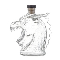 Carafe à vin en cristal de conception classique de dragon animal, fournisseur chinois, bouteille en verre transparente 300 ml, soufflée à la main