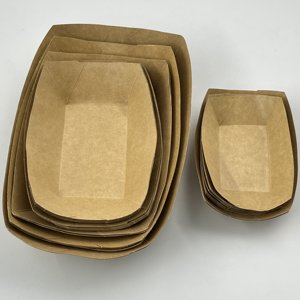 Bandejas de Papel Kraft para Alimentos, Platos Desechables Resistentes a la Grasa, Barquitos de Cartón - Product Image 4