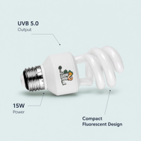 Luckyherp T4 15W UVB5.0 7000K Lampe fluorescente compacte en verre spirale écologique avec une durée de vie de 8000 heures pour les reptiles