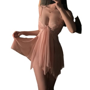 Chemise de nuit sexy en dentelle et mousseline pour femmes, vêtements de nuit transparents sans manches 8021 - Product Image 5