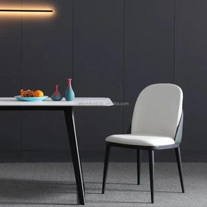 Chaise de salle à manger moderne de luxe très vendue, confortable, avec dossier arrondi et détails tressés, revêtement en similicuir, mobilier de maison - Product Image 5