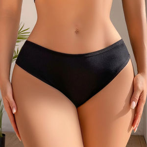 Braguitas <span class=keywords><strong>de</strong></span> <span class=keywords><strong>encaje</strong></span> sexy para mujer, con lazo, negras, lisas, transpirables, con aberturas, acanaladas, para jóvenes damas, al por mayor - Product Image 3