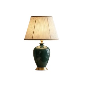 Dark Green Ceramic Table Lamp E27 LED 220V Switch Control Eye Caring Modern Minimalist Bedroom Living Room Ambient <b>Light</b> - Product Image 5