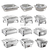 Heavybao Batterie de Cuisine Professionnelle pour la Restauration, Chafing Dish Chauffant Électrique et à Bougie, Réchaud de Buffet pour Présentation Alimentaire