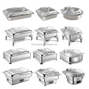 Heavybao Batterie <span class=keywords><strong>de</strong></span> Cuisine Professionnelle pour la <span class=keywords><strong>Restauration</strong></span>, Chafing Dish Chauffant Électrique et à Bougie, Réchaud <span class=keywords><strong>de</strong></span> Buffet pour Présentation Alimentaire - Product Image 3