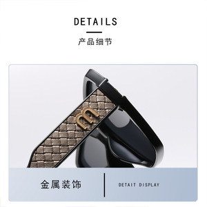 Lunettes de soleil de luxe pour femmes M, monture carrée noire, verres polarisés UV400 en PC, type 3, pare-soleil - Product Image 1