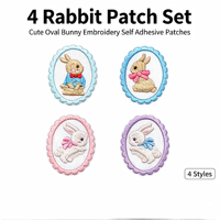 Lot de 4 patchs thermocollants Lapin pour vêtements, chapeaux, sacs, chaussettes, pour cadeaux DIY, activités commerciales, décoration, personnalisables