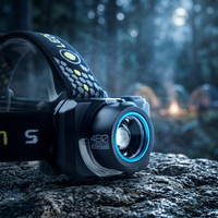 Lampe frontale LED hybride, autonomie de 8 à 16 heures, fixation multiple (tête/casque/main), IP65, faisceau réglable 600 lumens