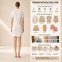 Robe Polo Femme Blanche en Mélange de Rayonne à Col Polo et Manches Courtes, Robe Pull Tricotée pour l'Été