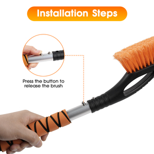 Sikat Pembersih Salju dengan Pengikis Es untuk Roda Mobil Konstruksi Logam Portabel Gagang EVA Sikat PVC Aksesori Musim Dingin SUV/Truk - Product Image 4