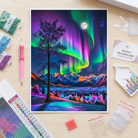 Peinture Diamant Acrylique Moderne Paysages Aurores Boréales Rêveuses pour Adultes Kit d'Art en Strass Décoration Murale