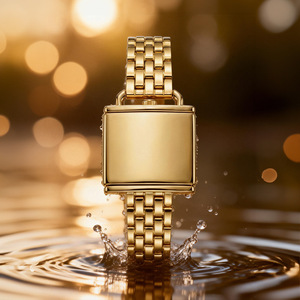 Nouvelle montre de luxe rétro à clapet, petite montre carrée pour femme, en acier doré, étanche, à quartz, montre haut de gamme transfrontalière - Product Image 4