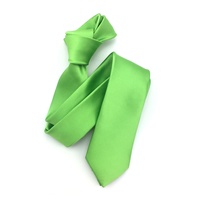 Cravate en polyester jacquard tissé, étroite et fine, couleur unie, vert uni, pour homme, vente en gros de Chine
