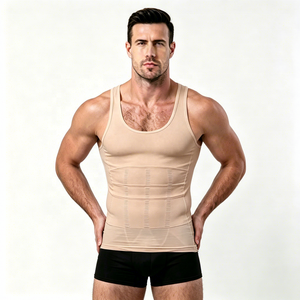 Débardeur de compression amincissant en coton tricoté 100 % pour homme, sans manches, respirant, pour affiner la silhouette et lisser le ventre, vente en gros - Product Image 3