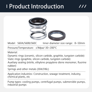 Guarnizione <span class=keywords><strong>Meccanica</strong></span> a Spedizione Rapida 8-50mm 560A 560B 560C in Ceramica Grafite SiC TC - Prezzo per Pompa in Arabia Saudita - Product Image 2