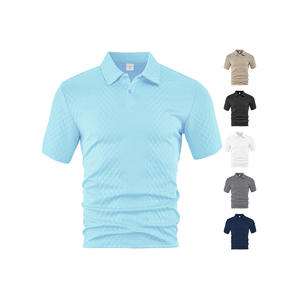 Camiseta Polo Jacquard de Color Sólido, Transpirable y Ligera para Hombre, Estilo Europeo Americano, Manga Corta, Informal, Tallas M, L, XL, XXL - Product Image 1