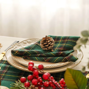 Christmas Plaid <strong>Napkins</strong> in Green Red Scottish Plaid Polyester Fiber <strong>Napkins</strong> Suitable Holiday Table Decoration <strong>Napkins</strong> Placemats - Product Image 2