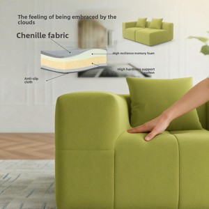 Sofá Seccional en Forma <span class=keywords><strong>de</strong></span> L <span class=keywords><strong>de</strong></span> Tela <span class=keywords><strong>de</strong></span> Franela Simple, con Relleno <span class=keywords><strong>de</strong></span> Esponja <span class=keywords><strong>de</strong></span> Alta Densidad y Cojines Lavables Extraíbles, en Caja, para Comercio Transfronterizo - Product Image 1