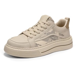 Baskets rétro bicolores à plateforme pour homme, chaussures de marche d'extérieur avec lacets épais tissés, bordure cousue et semelle extérieure en caoutchouc antidérapante - Product Image 2