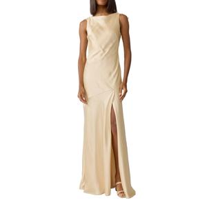 Robe de Soirée Élégante en Satin Personnalisée en Gros, Robe de Bal Modeste Asymétrique à Taille Fine et Coupe Droite - Product Image 1