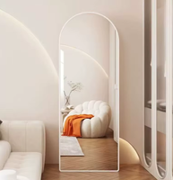 Miroir sur pied arqué avec cadre métallique fin pour chambre, salon, entrée, dressing - Vente en gros