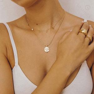 Collar Gemnel <span class=keywords><strong>2026</strong></span>, Joyería de Plata S925, Cadena Delicada Hecha a Mano con Cinco Pequeños Discos Dorados, Collar de Monedas - Product Image 3