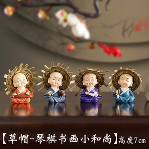 Four No Monk Miniature <b>Doll</b> 4.5cm Cartoon Style Car Interior Decoration Peaceful Little Monk Figurine - Product Image 2